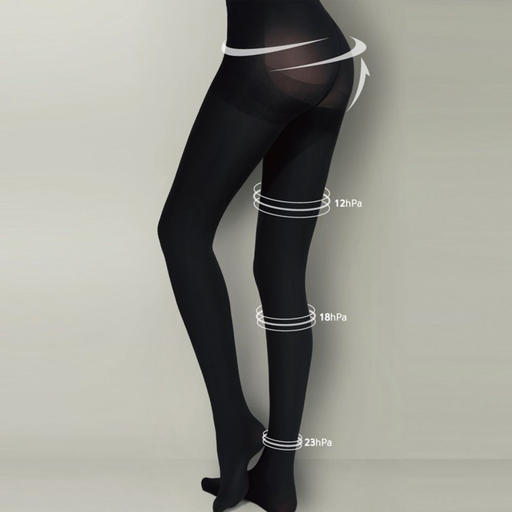 韓製300D高彈力四段加壓美腿絲襪-黑 (Free)