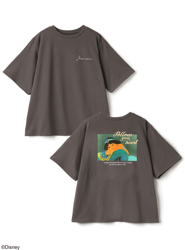 日本 GRL - 迪士尼聯名 印花短袖上衣-茉莉公主-石墨灰