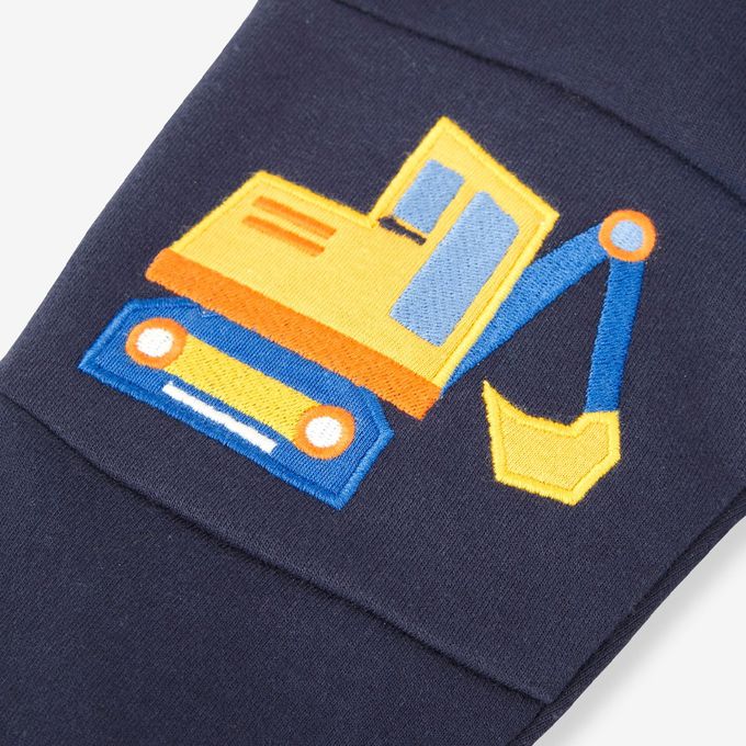 英國 JoJo Maman BeBe - 幼/兒童超優質秋冬100%純棉長褲-挖土機