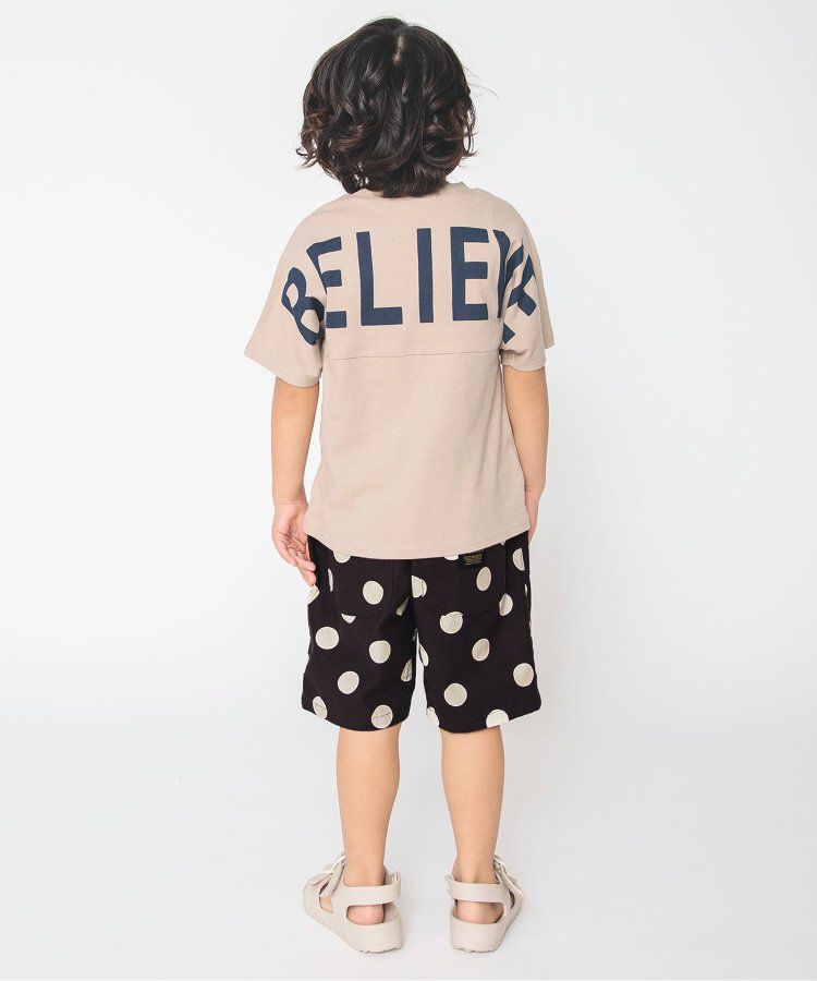 日本 BREEZE - 滿版印花腰束口休閒短褲-圓點-炭黑