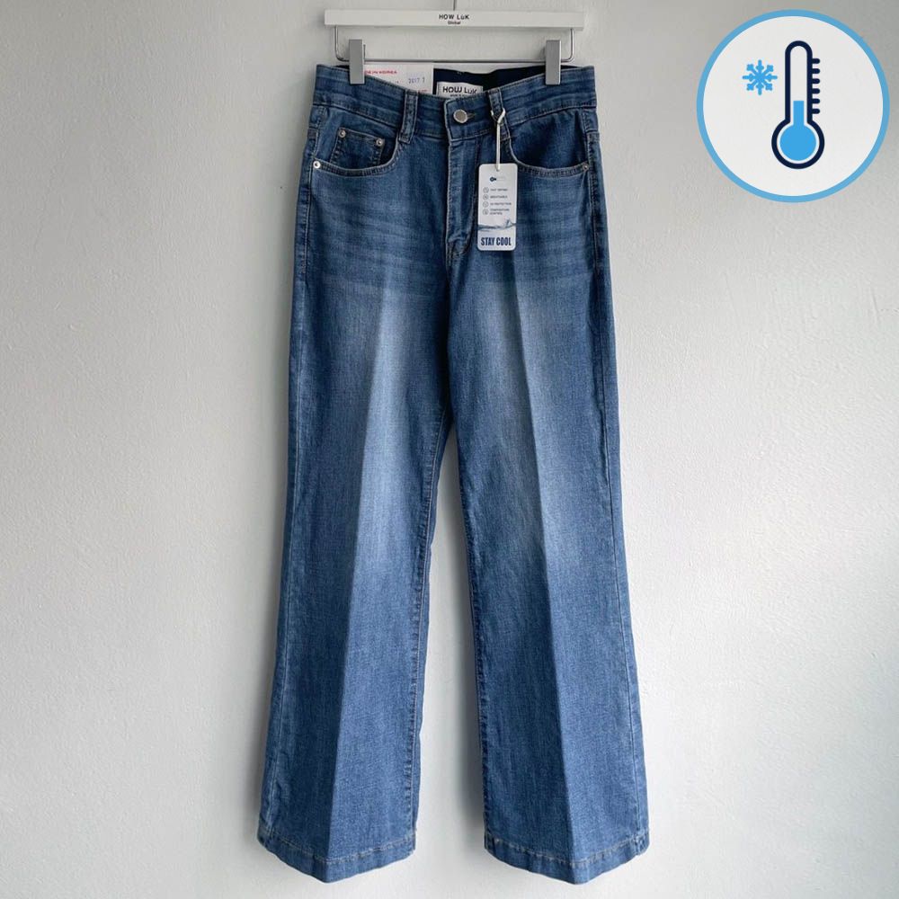 (涼感機能)彈性腰美腿喇叭褲-中青