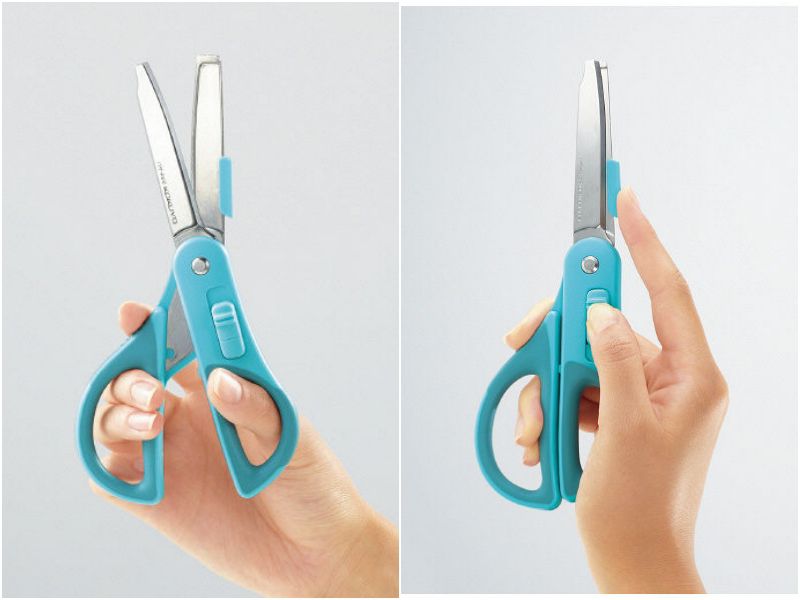 日本文具 KOKUYO - 2WAY附開箱刀片機能剪刀-藍