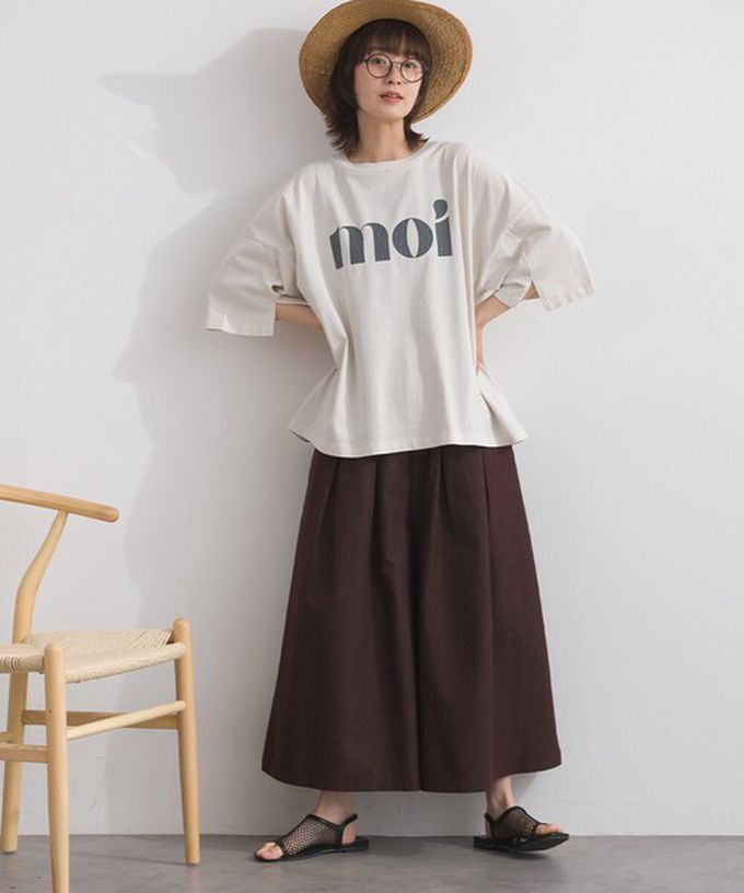 日本 Lupilien - 純棉復古刷色簡約落肩五分袖上衣-象牙白