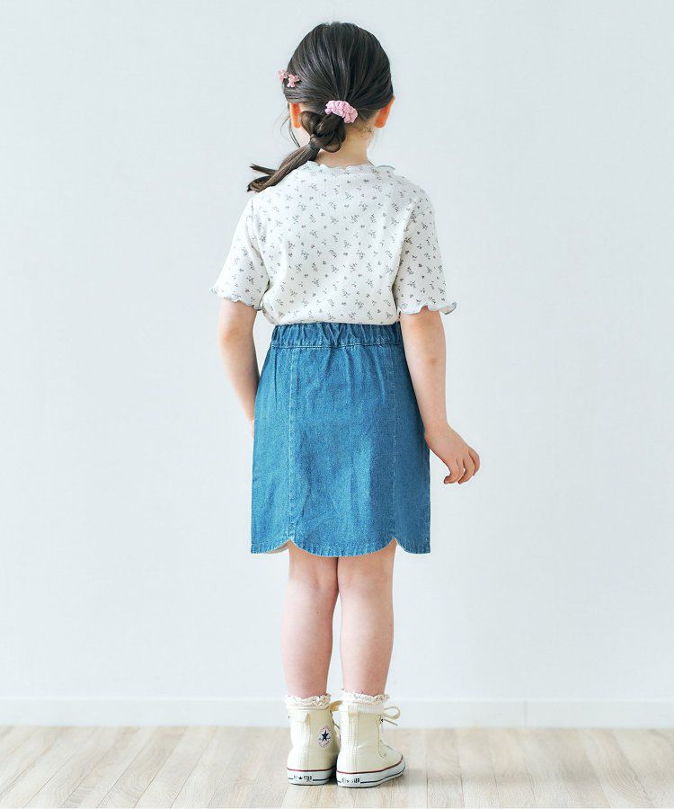 日本 apres les cours - 浪漫滾邊設計羅紋短袖上衣-卡其