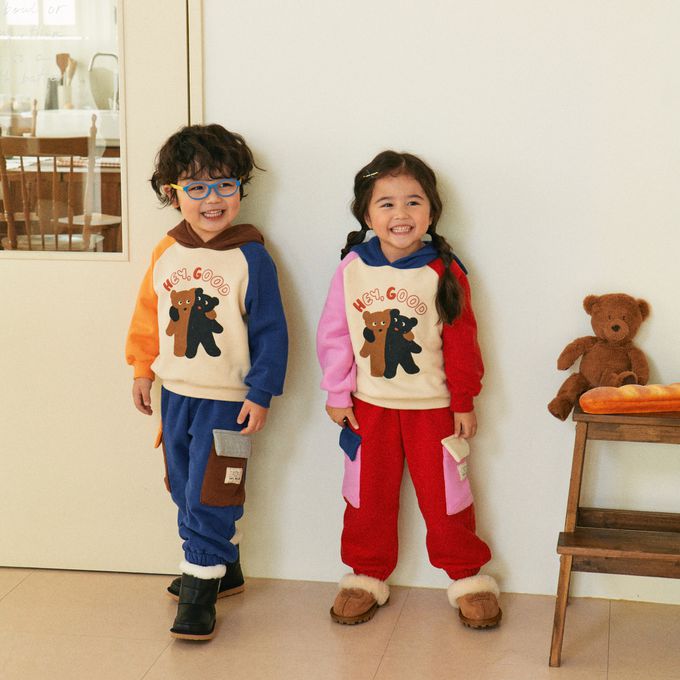 韓國 First Blue - 鬆緊腰側邊大口袋休閒棉褲-寶藍