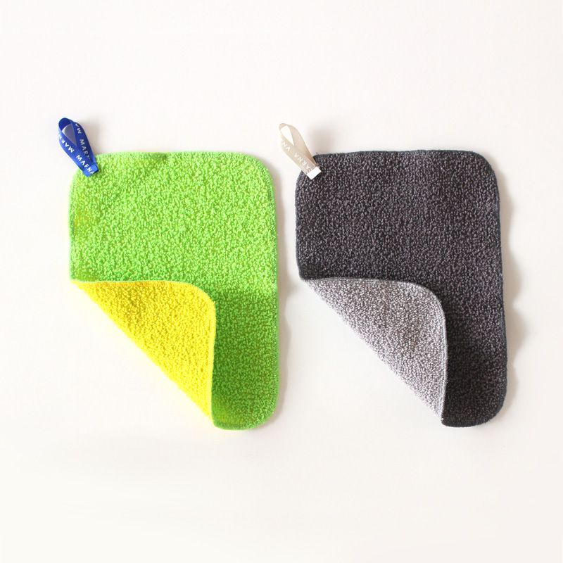 日本 MARNA - 軟硬雙面材質 除水垢抹布/清潔布-黃綠