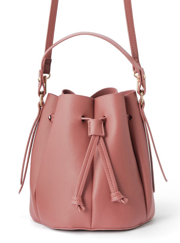 日本 GRL - 皮革抽繩水桶包/手提包-身可可 (F)