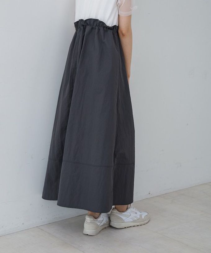 日本 Bab - 拼接層次感抽繩薄紗短袖洋裝-白x摩卡