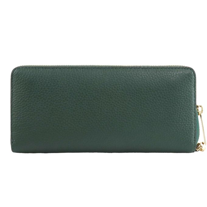 MICHAEL KORS - 鵝卵石紋皮革拉鍊長夾 (軍綠)