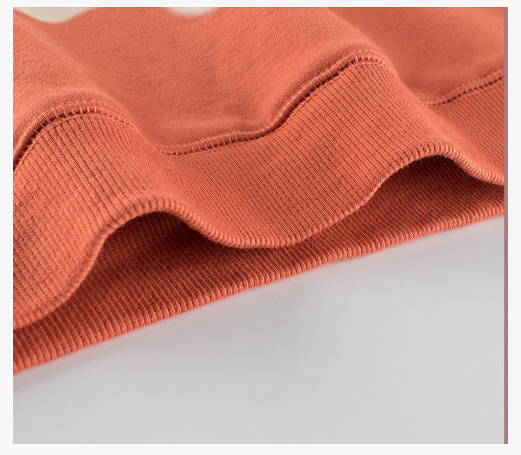 (大童)加絨圓領長袖上衣/大學T-大耳兔兔-橘色