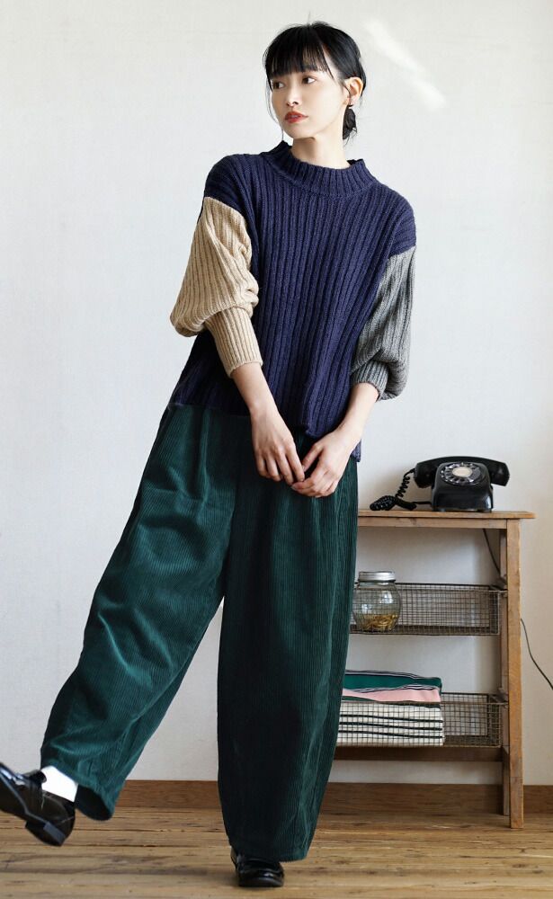 日本 zootie - 街頭感復古純棉燈芯絨寬褲-灰紫