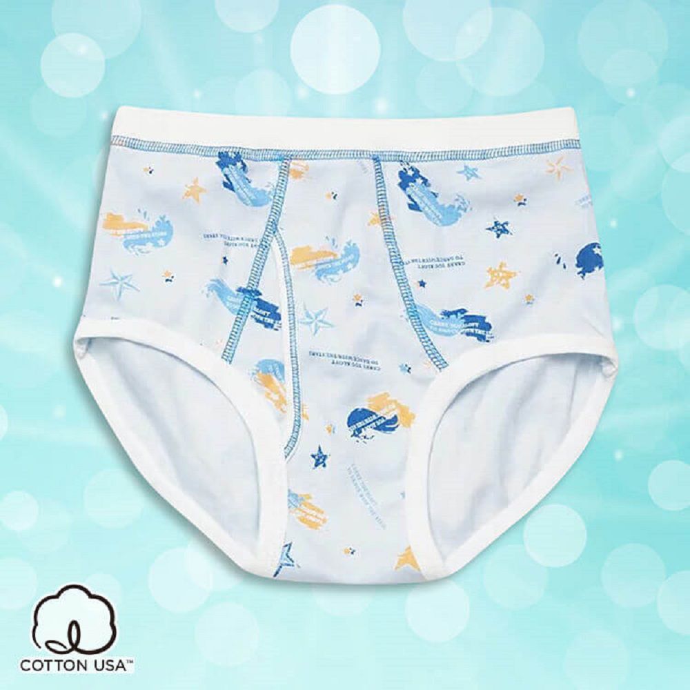 Annypepe - 男童純棉星星狂想曲三角褲-淺藍 (110-150cm)