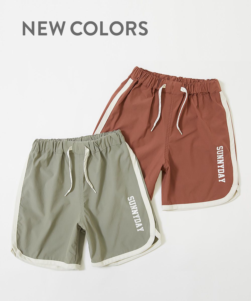 日本 devirock - 速乾撞色線條運動短褲-墨綠