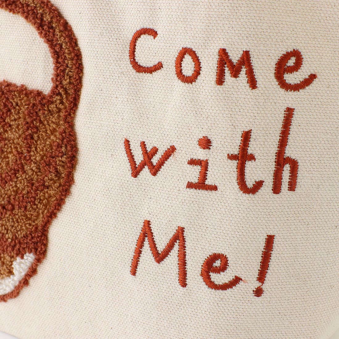 日本 TOMO - 可愛動物刺繡帆布袋-虎斑橘貓 (30×20×D10cm)