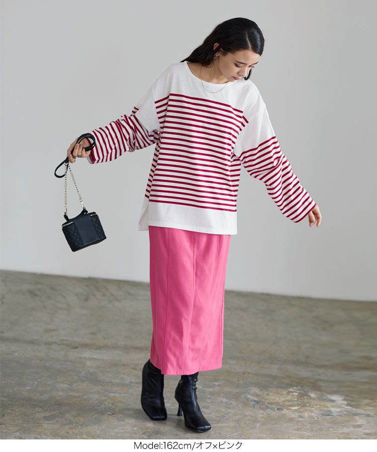 日本 Kobe Lettuce - 美型落肩橫條紋長袖上衣-綠x白