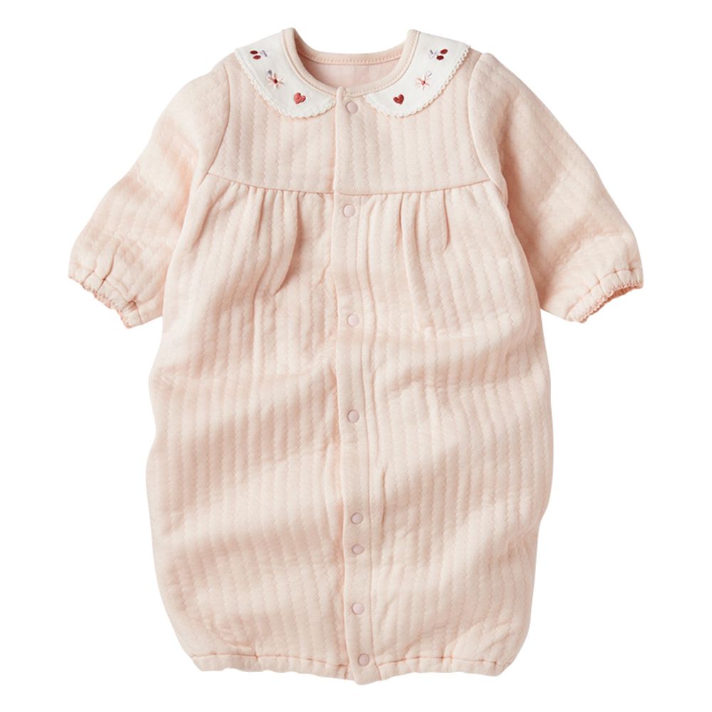 長袖蓬鬆保暖連身衣-桃色 (50~70cm)