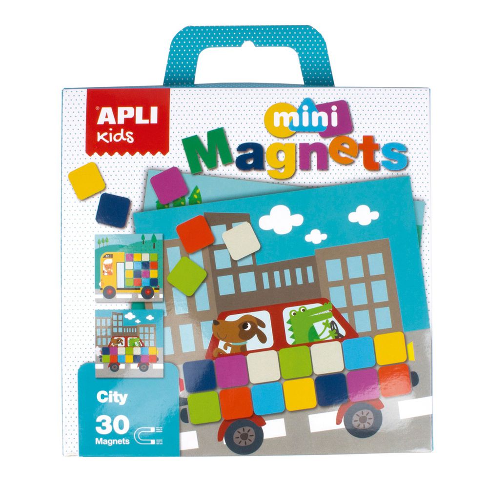 西班牙 APLI - 旅行磁力拼圖-城市-磁性底板2片+方形磁力片30個