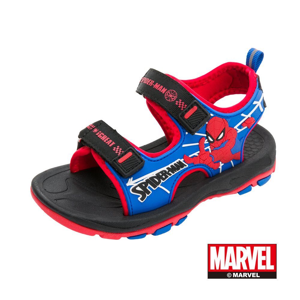 漫威MARVEL - 蜘蛛人 童鞋 輕量休閒涼鞋 MNKT45082-減緩壓力輕量鞋底-黑紅-(小中大童段)