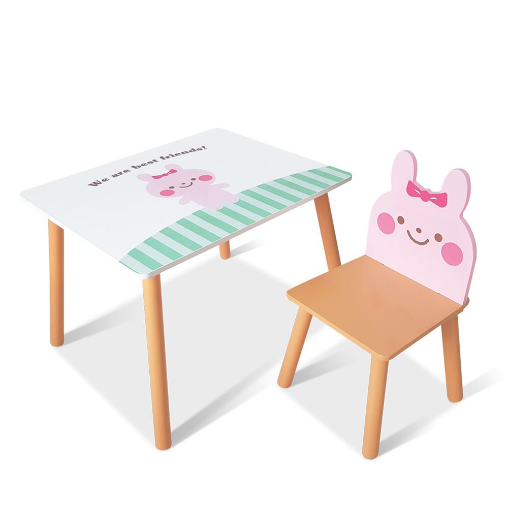 Kikimmy - 粉紅小兔桌椅組(一桌一椅)/兒童書桌椅