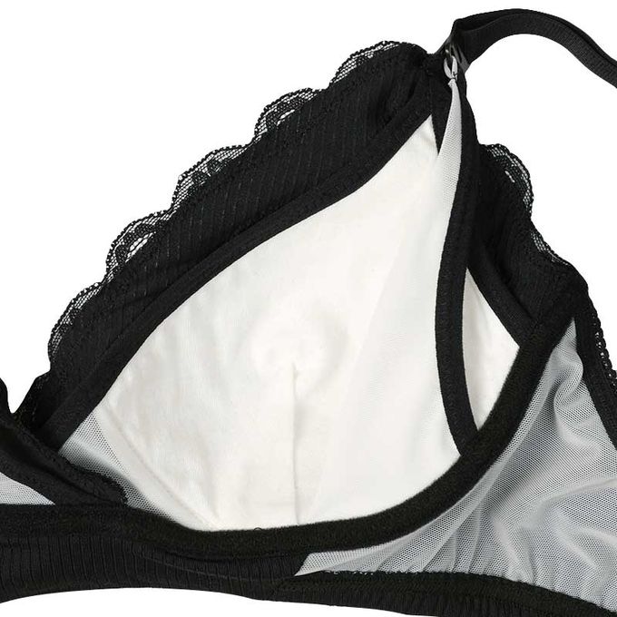 akachan honpo - 自然服貼胸罩 豐滿型-羅紋-黑色