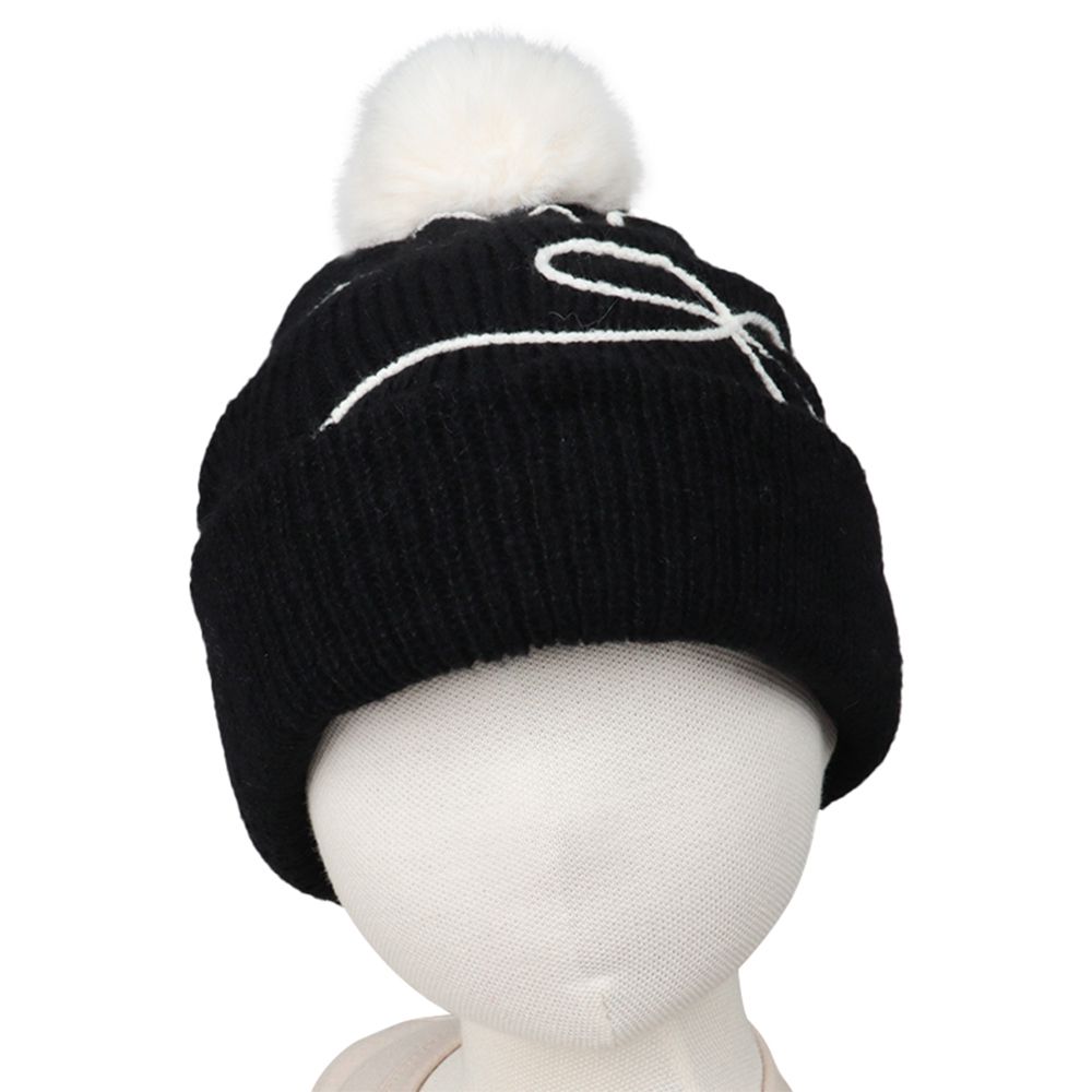 針織帽-繩紋-黑色