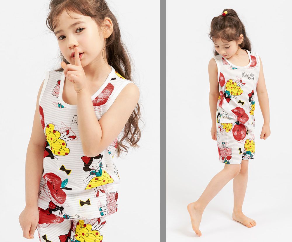 韓國 Mellisse - 韓製輕薄透氣無袖家居服(無螢光棉)-白雪公主與蘋果