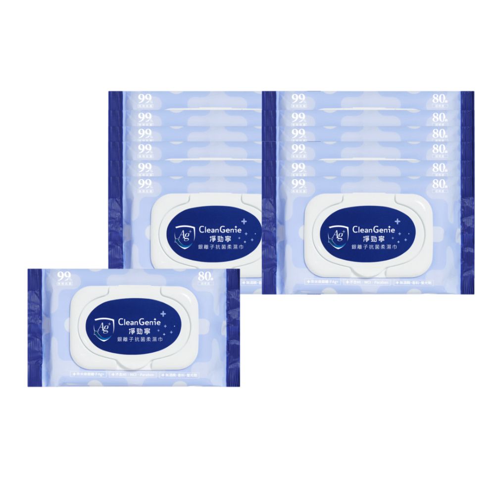 淨勁寧銀離子抗菌柔濕巾-80抽12入