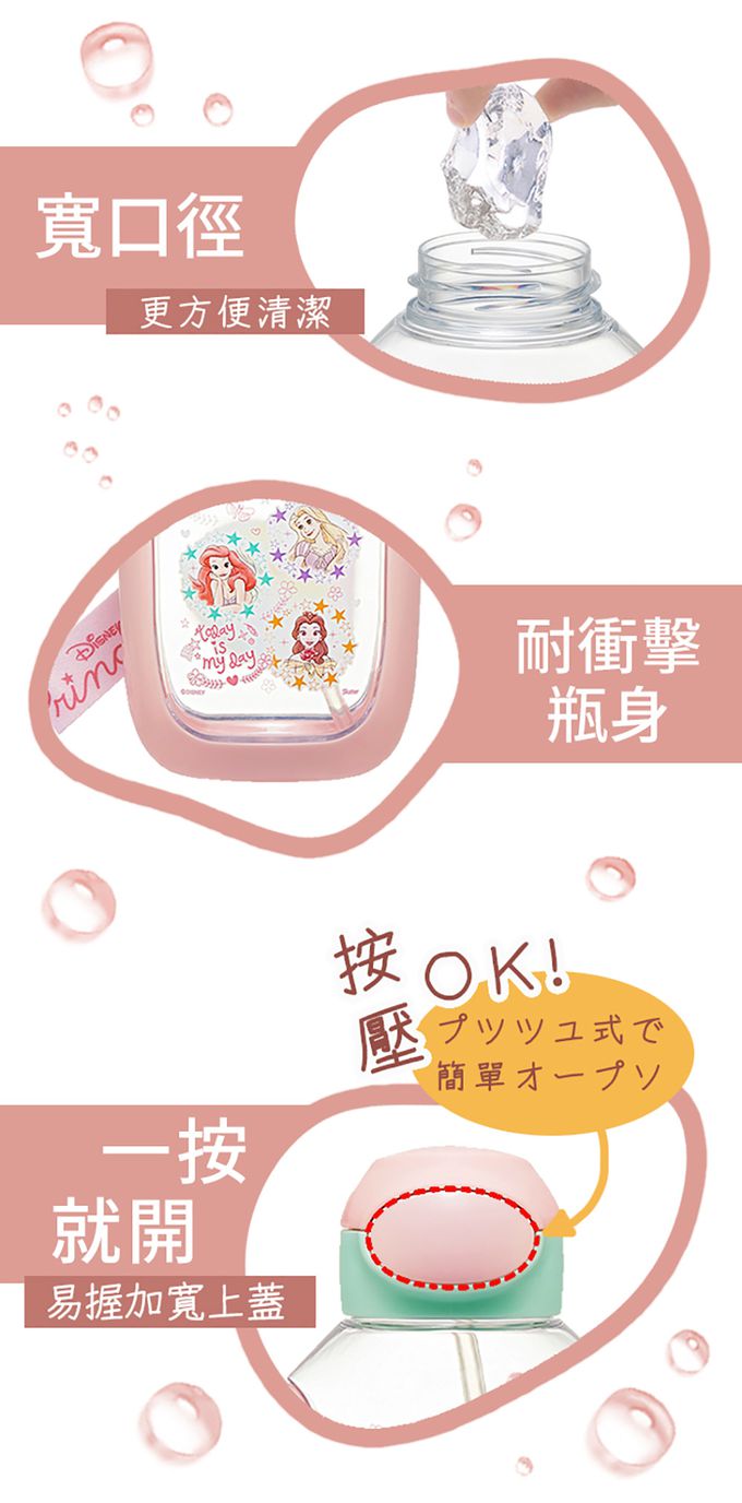 日本 SKATER - 6DX(吸管)水壺530ml-迪士尼公主