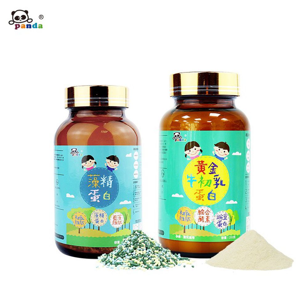 鑫耀生技Panda - 雙重防護-黃金牛初乳蛋白+藻精蛋白粉-200g+120g