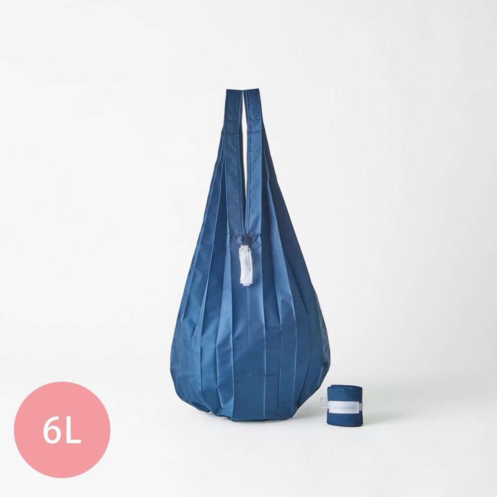 日本 MARNA - Shupatto 秒收摺疊購物袋-Drop水滴輕薄款-湛海藍 (mini(20x42cm))-耐重 3kg / 6L