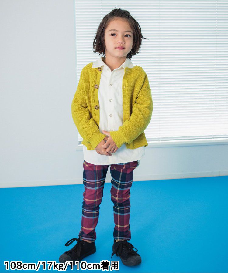 日本 BREEZE - [推薦]定番彈力鬆緊合身長褲-藍綠格紋