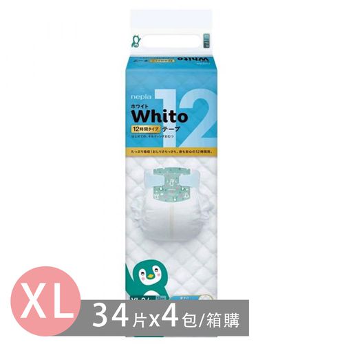 王子 Nepia - Whito超薄長效紙尿褲-黏貼型 (XL號[12~17kg])-34片x4包/箱