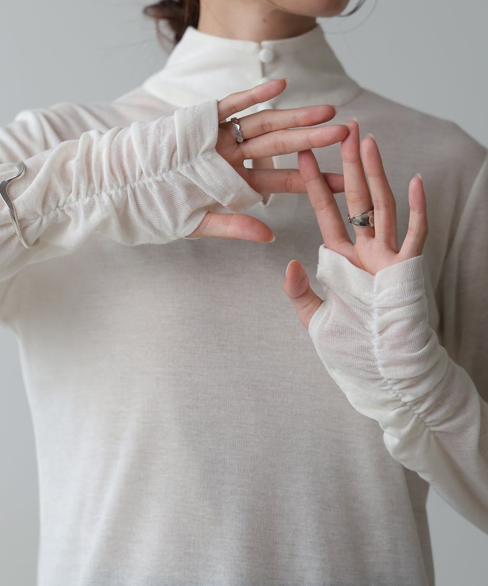 日本 Bab - 2WAY立領排扣薄長袖上衣-淺綠