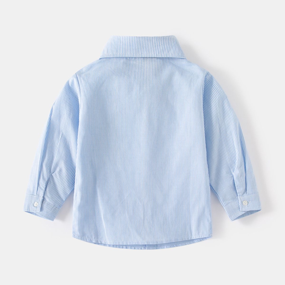 WELLKIDS - 童趣休閒條紋長袖襯衫-熊熊故事-紅色