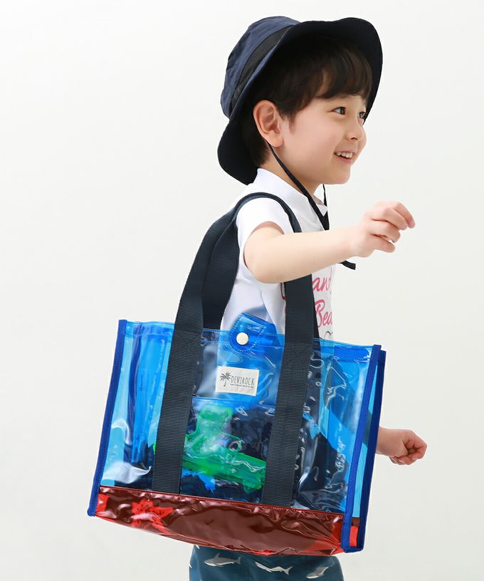 日本 devirock - 果凍色系PVC游泳/玩水包-水藍x紫 (26.5x36x13.5cm)