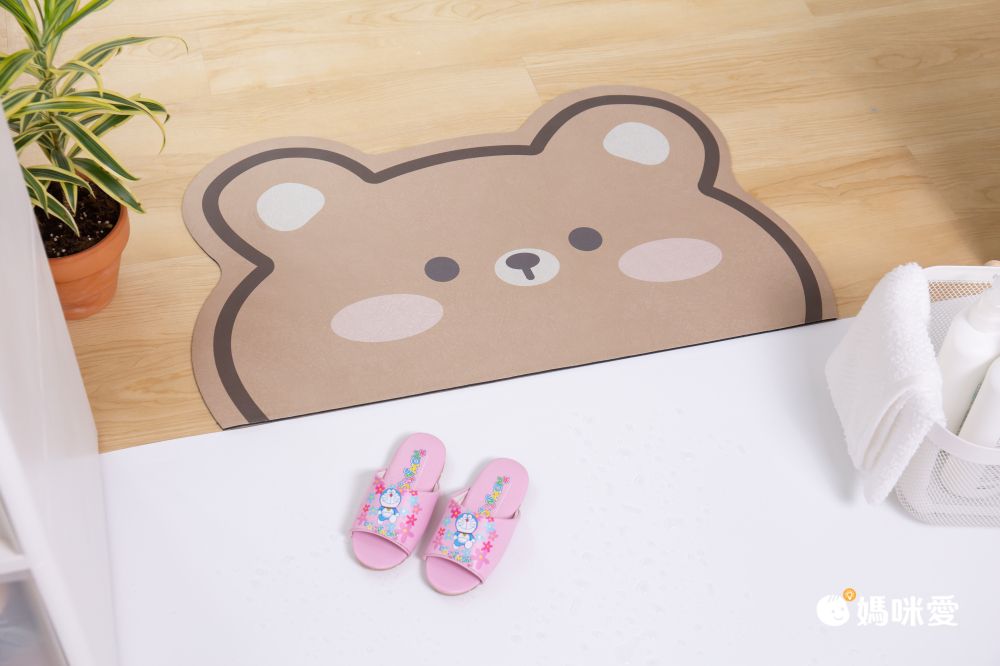 上田屋 - 連續踩踏瞬吸乾爽科技絨腳踏墊/地墊/防霉抗菌快乾好洗/柔軟彈性材質-小熊-小熊-棕 (40x60x0.5cm±5%)