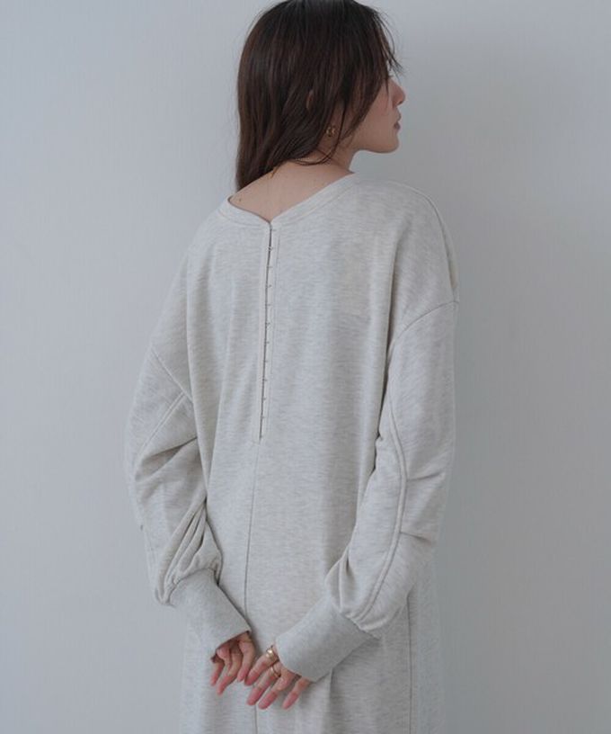 日本 Bab - 前後2way魚尾下擺休閒印花長袖洋裝-淺灰