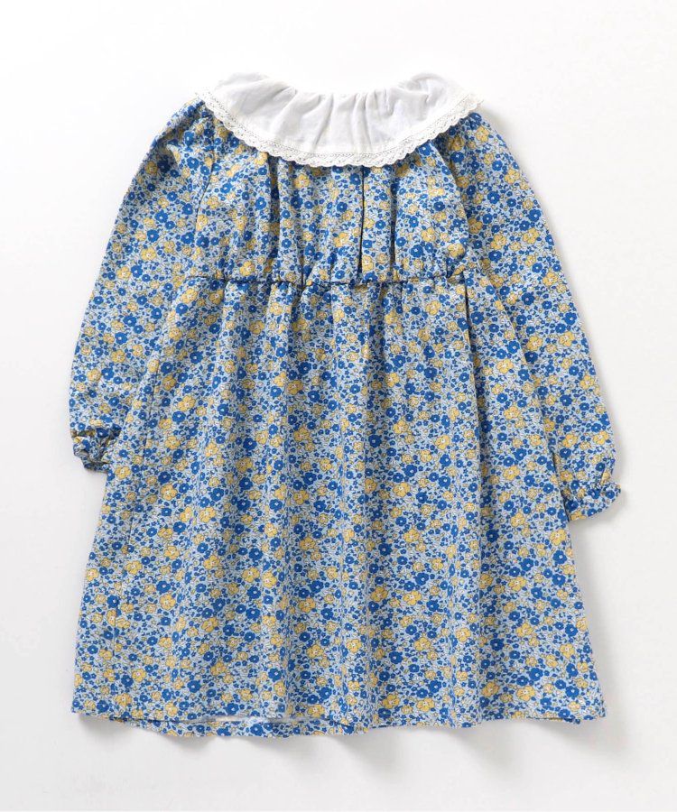 日本 apres les cours - 少女系滿版印花定番長袖洋裝-碎花-暖黃