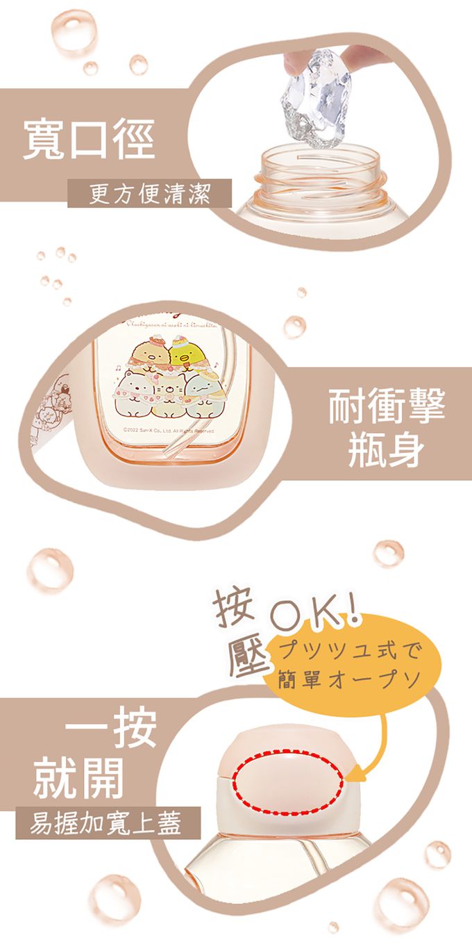 日本 SKATER - 6DX(吸管)水壺530ml-角落小生物