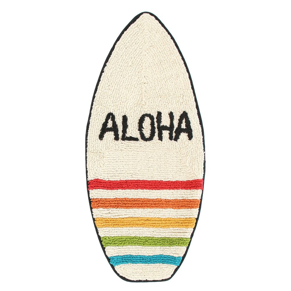 日本 TOMO - 夏威夷海洋風針織地墊-衝浪板S-彩虹 (S(約70×30cm))