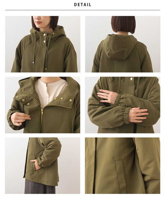 日本 OMNES - [經典款]防潑水派克連帽風衣外套-寶藍