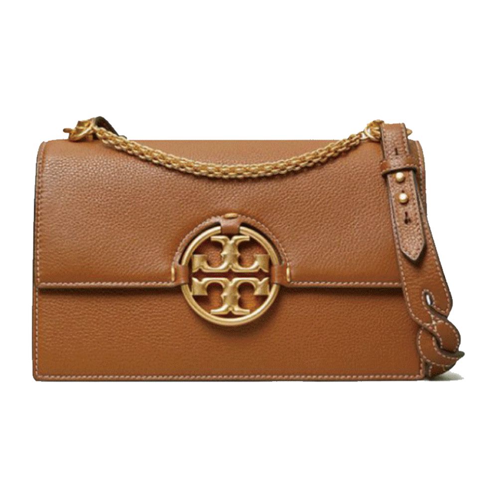 造型皮革翻蓋斜背包 (焦糖)