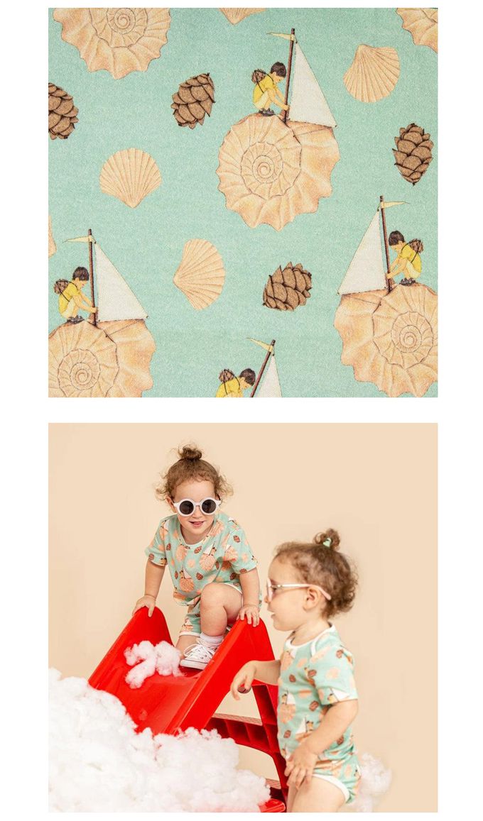 英國 SLEEP NO MORE - 100% 有機棉兒童修身短褲-貝殼帆船 (4-6 Y)