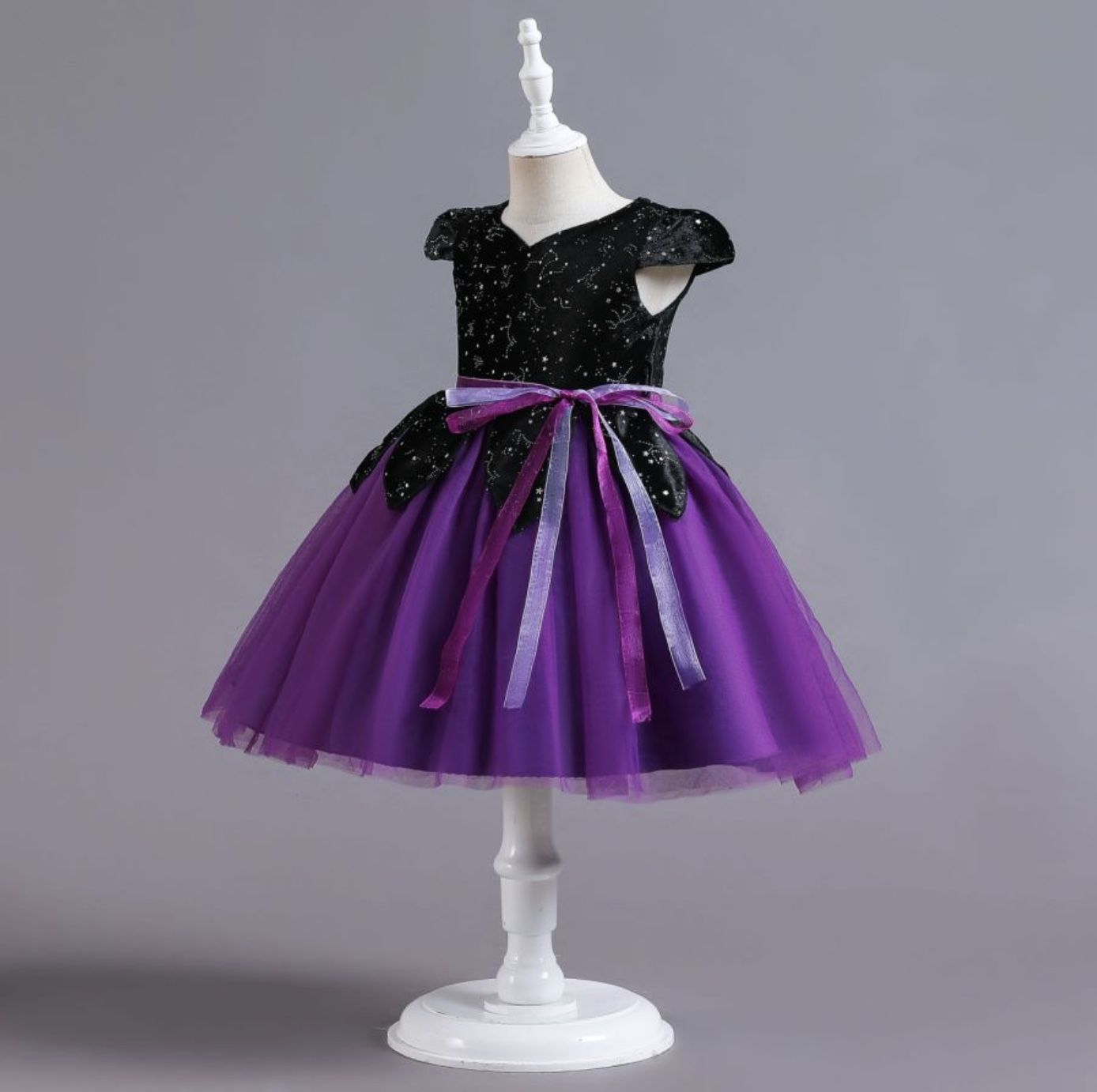 love, charlotte - 質感星空紫色澎裙巫婆洋裝-洋裝, 巫婆帽