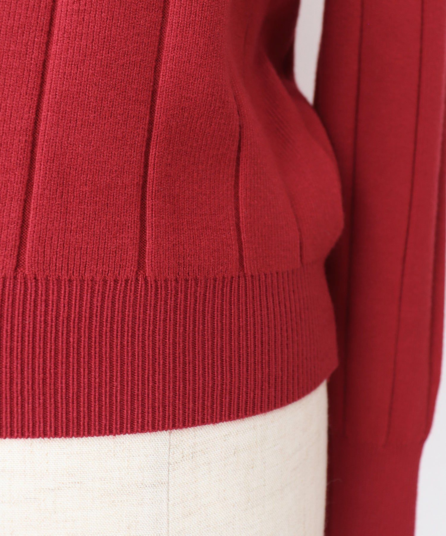 日本 BLUE EAST - 圓領粗羅紋針織上衣-紅