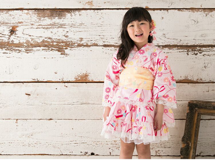 日本服飾代購 - 100%棉 改良式澎澎裙和風浴衣3件組-紫陽花-深藍