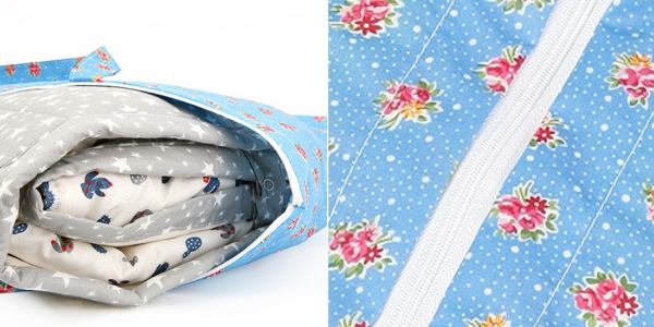 韓國 Coney Island - 防水睡袋收納袋(純棉內裏)-水藍花朵 (77.5*42.5*11cm)