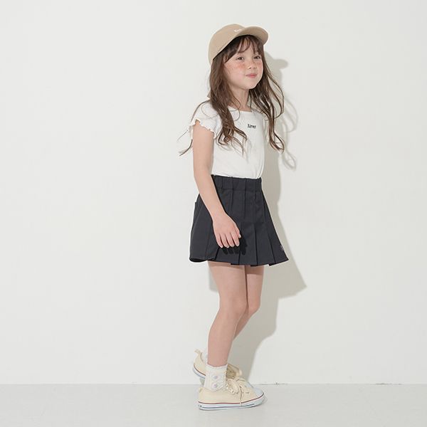 日本 Lycee mine - 迷你刺繡羅紋捲邊時尚短上衣-奶油黃