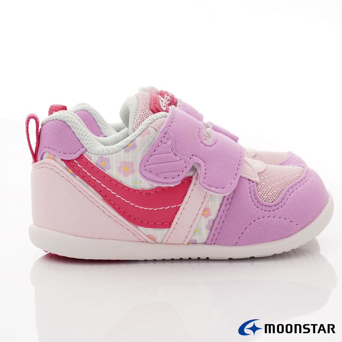 Moonstar日本月星 - HI系列寶寶學步穩健款(寶寶段)-學步鞋-粉花