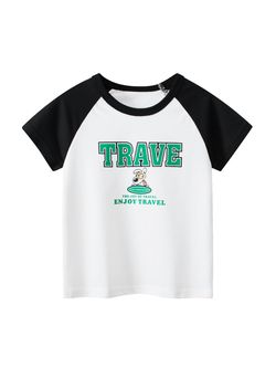 27KIDS - 純棉短袖上衣-TRAVE-白+黑